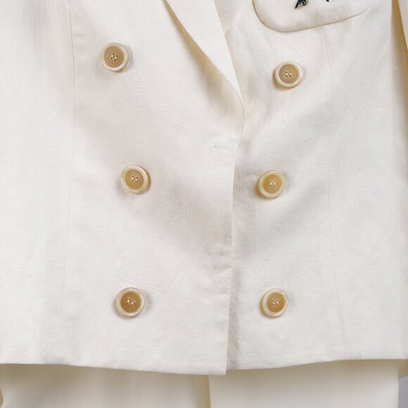 Brunello Cucinelli SS/17 Cream Linen Crystal-Embellished Double-Breasted Blazer - Picture 8 of 15